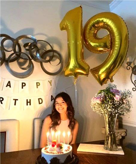 Gold Mylar Number 1 Balloon 40 inch, Number 1 Birthday Balloon for Boy Girl, Gold Foil One Balloon for 1st 10 11 12 16 18 Birthday Party, Anniversary Celebration Number Balloons Decorations