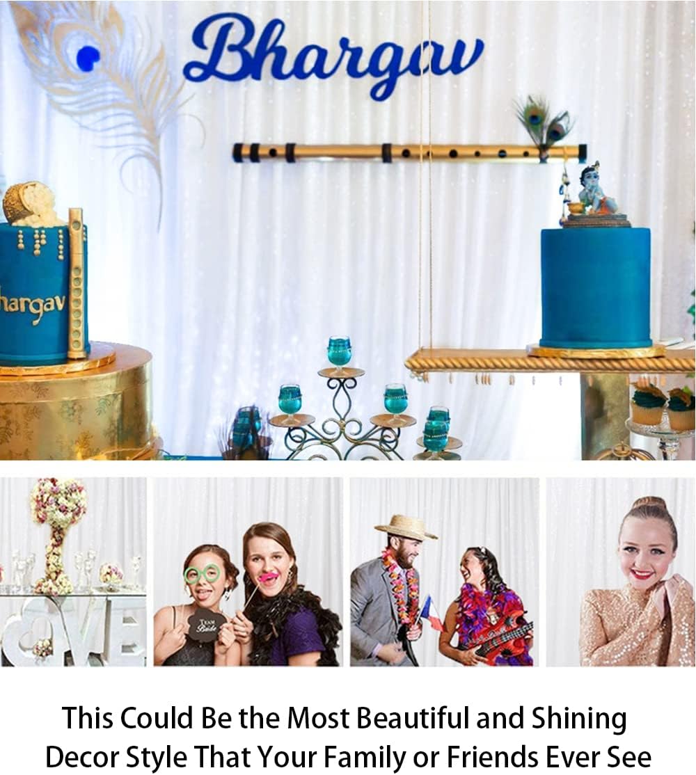 ShinyBeauty 2 Panels White Sequin Backdrop Curtain | 5Ft x 10Ft Glitter Wedding & Photography Background | Shimmer Curtains | Payette Sequin Fabric | Elegant & Durable Photo Backdrop