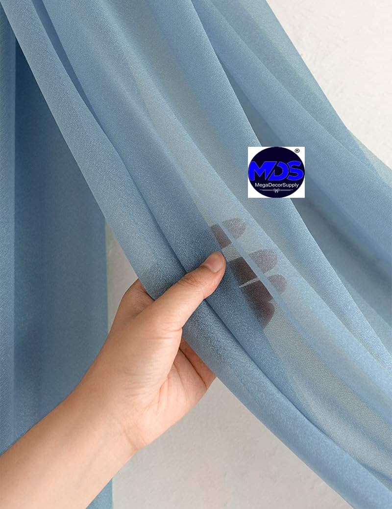 MDS Halloween Chiffon Draping Fabric - 2 Panel, 30" Wide x 100ft Long - Sheer Spooky Arbor & Canopy Drapery for Haunted House Backdrops, Party Ceilings, DIY Costumes & Themed Events - Dusty Blue