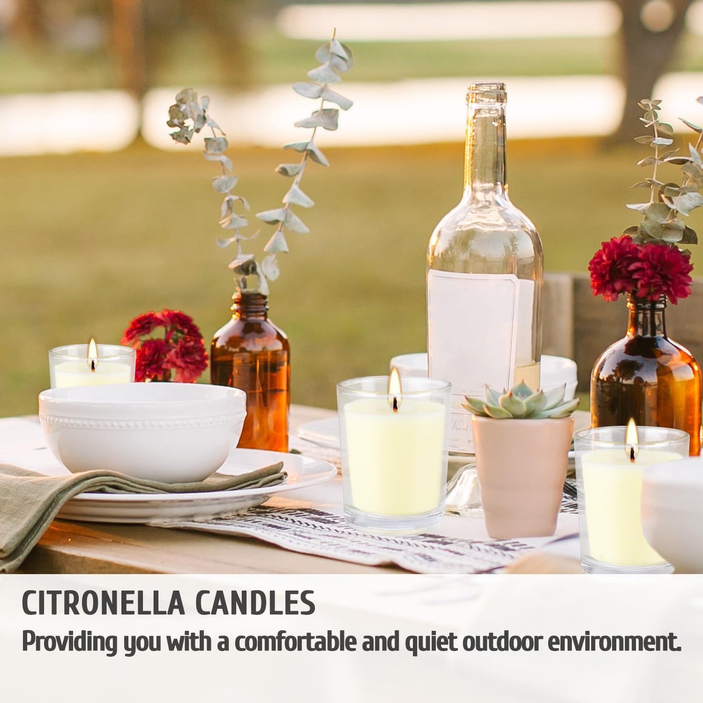 Set of 20 x 2.0 oz Votive Citronella Candles in Glass Cup Decorative Candle Yellow Citronella Tea Lights Indoor Outdoor Patio Scented Candles Bulk…