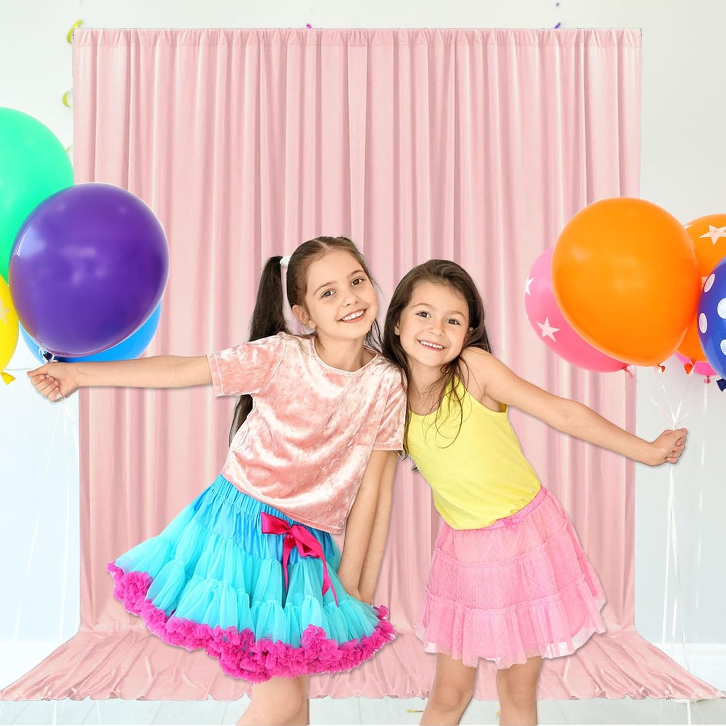 10ft x 10ft Ligt Pink Backdrop Curtains for Parties, Fabric Satin Background Curtain with Rod Pockets for Weddings, Birthday, Baby Shower, Photography, Graduation Party Backdrop Drapes, 2 Panels