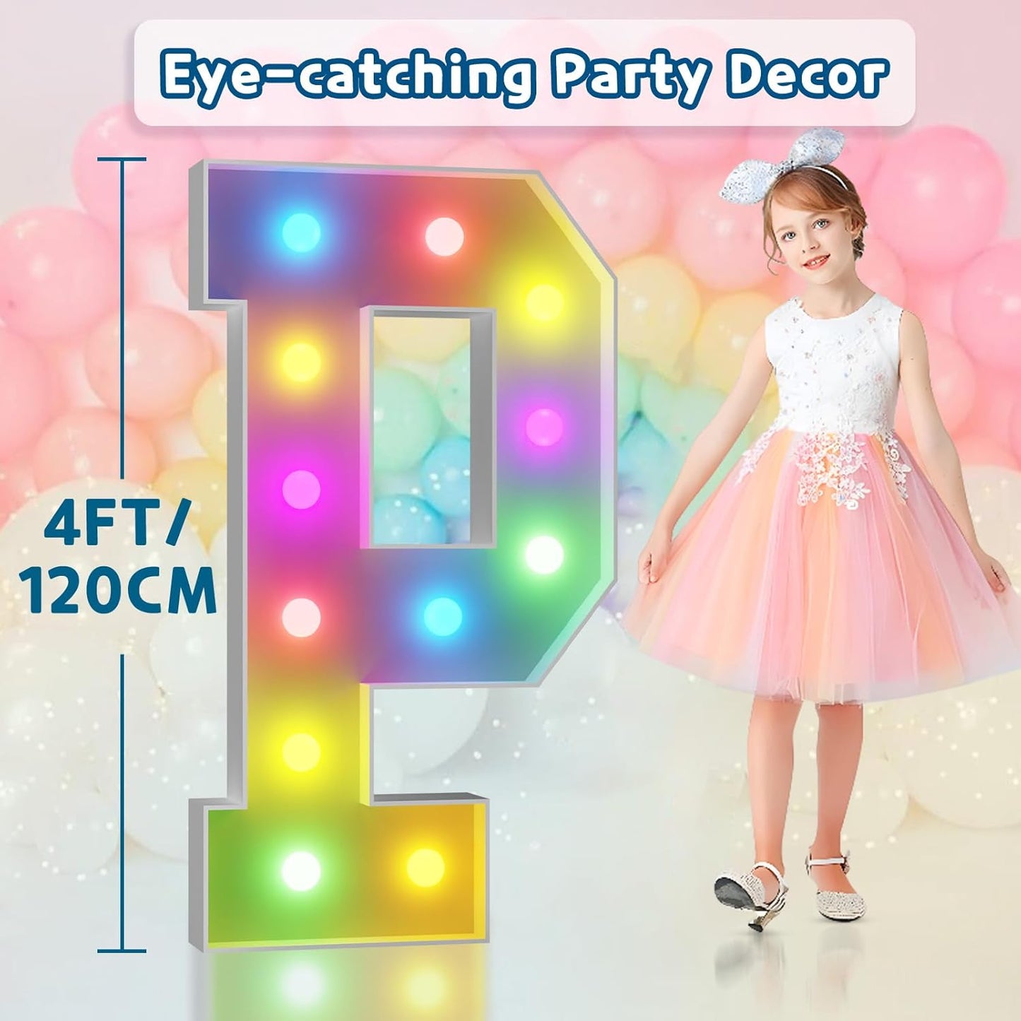 imprsv 4FT Colorful Marquee Light Up Letters P, 18 Colors Light Up Letters Alphabet Sign with Remote, Giant Letters for Events, Large Sign for Birthday Engagement Anniversary Wedding Party Decor