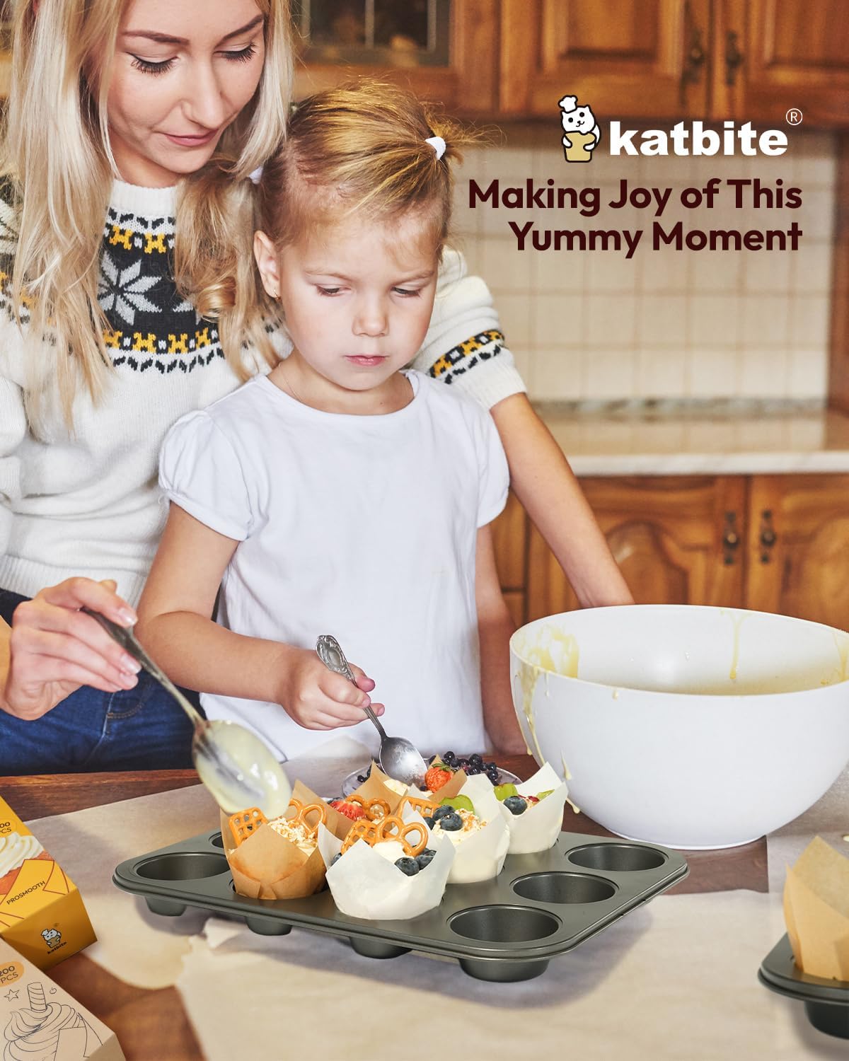 Katbite Tulip Cupcake Liners 200PCS, Muffin Baking Cups ProSmooth White