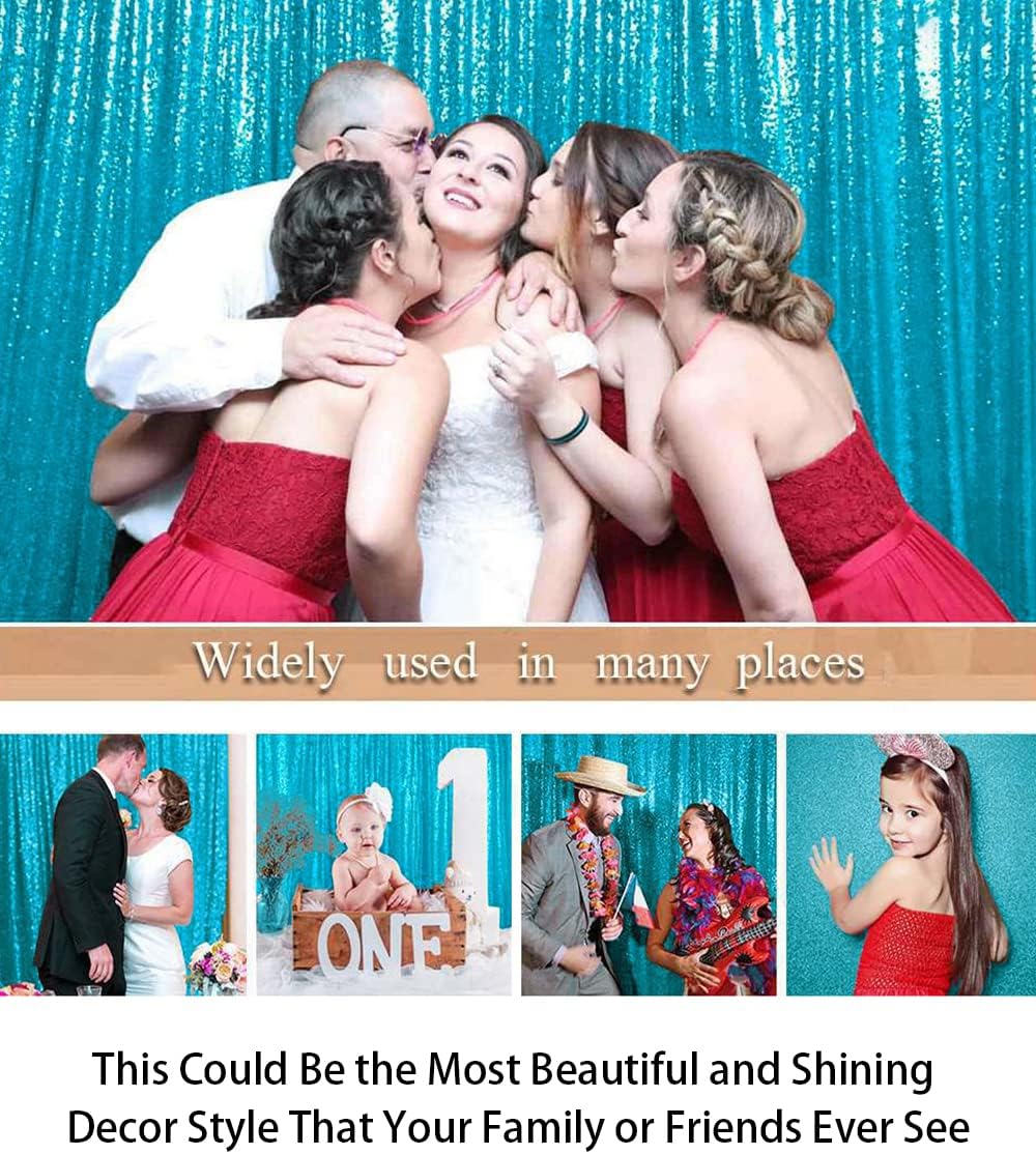 ShinyBeauty Turquoise Sequin Backdrop 10FTx10FT Photo Backdrop for Wedding Aqua Sparkle Drapes for Photograph Glitter Curtain for Shimmer Fabric Background