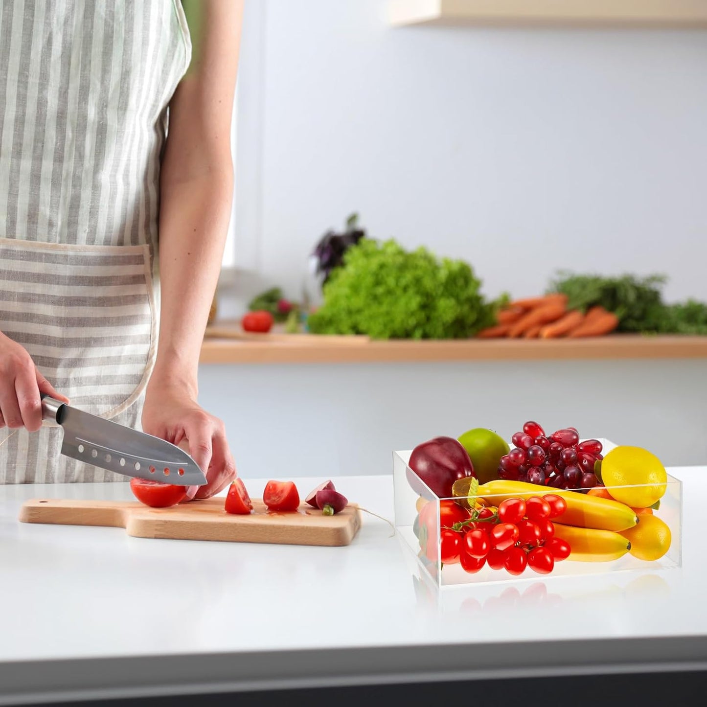 Leinuosen 7 Pcs Large Buffet Risers Set 6" to 12" Acrylic Display Box Catering Dessert Table Riser Food Display Decorative Stand with Hollow Bottom for Catering Supplies(Clear, Square)