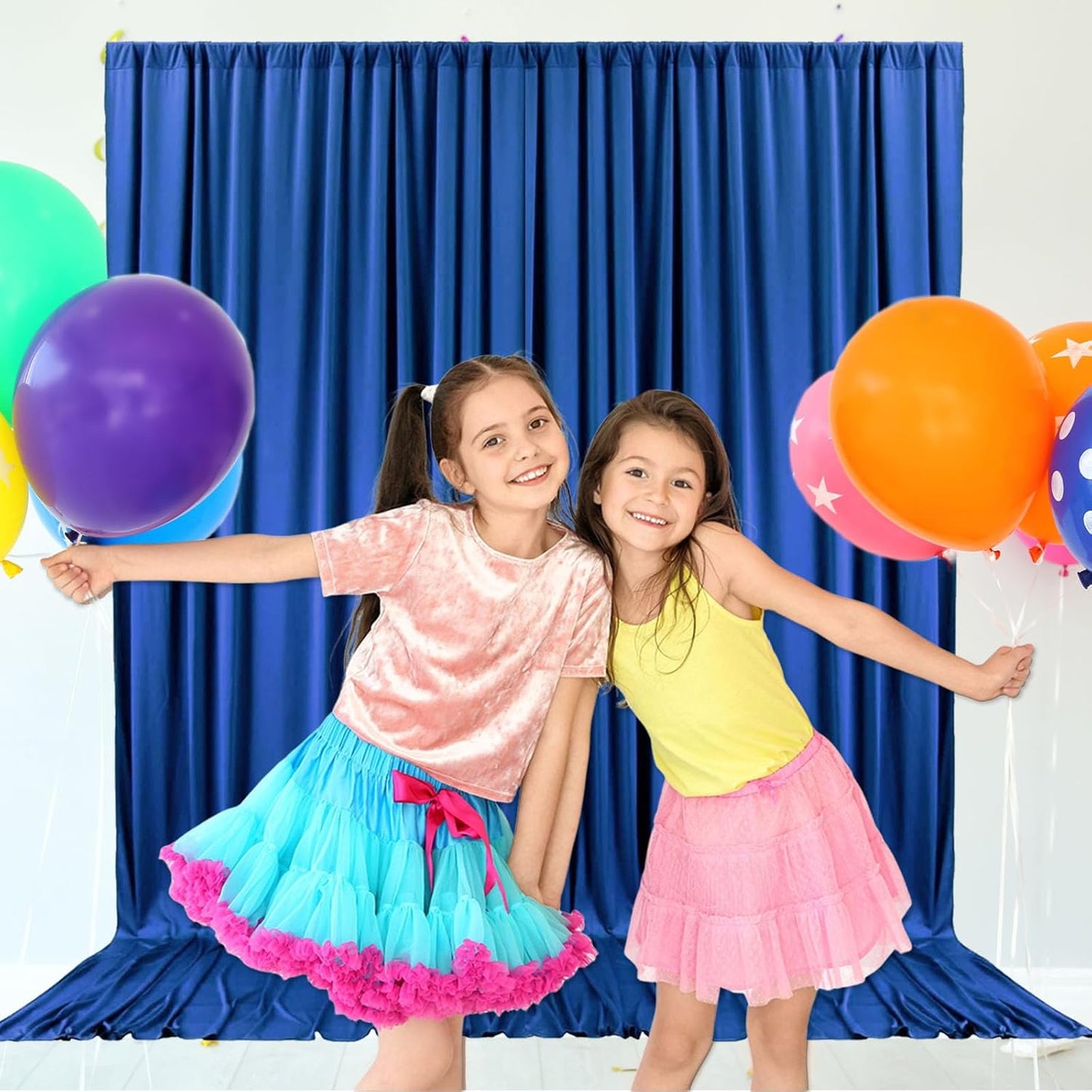 10ft x 10ft Royal Blue Backdrop Curtains for Parties, Fabric Satin Background Curtain with Rod Pockets for Weddings, Birthday, Baby Shower, Photography, Graduation Party Backdrop Drapes, 2 Panels