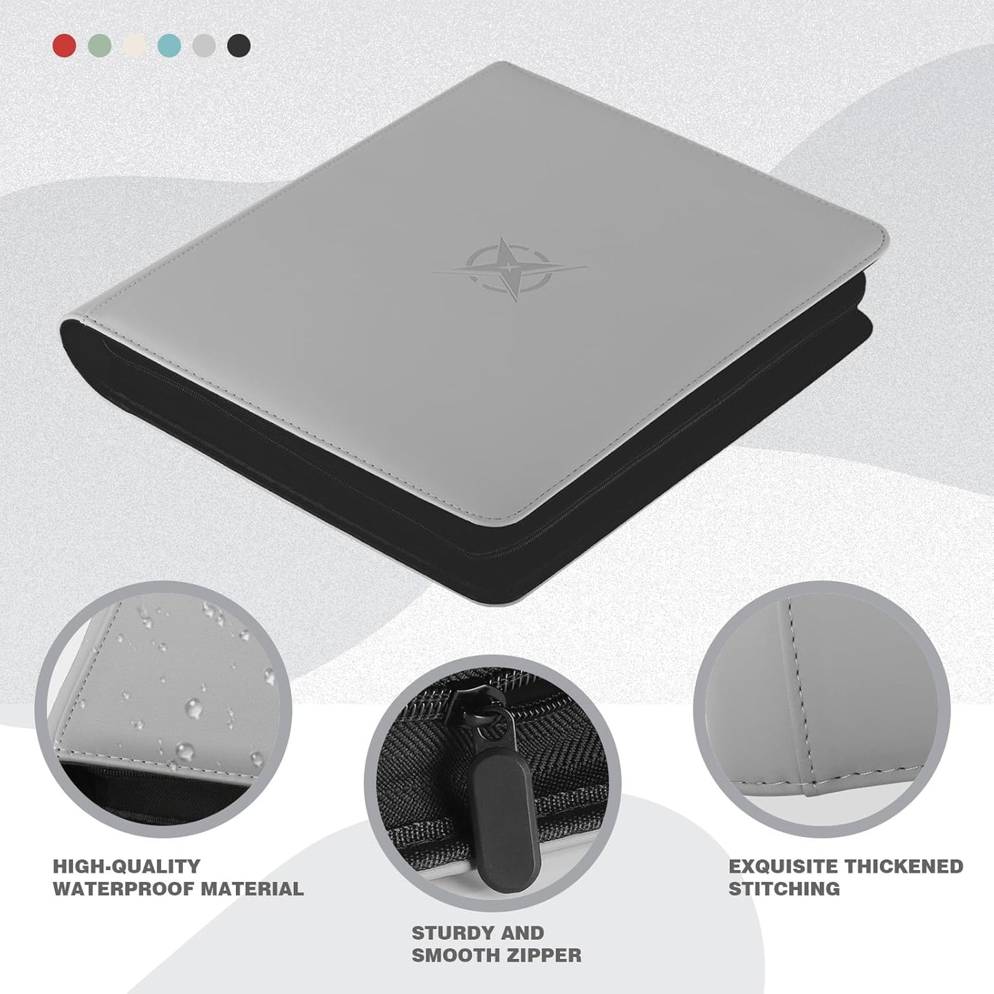 20-Pocket Card Binder, Trading Card Binder Holds 2000 Cards, Premium Zippered Trading Card Album Compatible with TCG, Game & Sports Cards (Carbon ash)