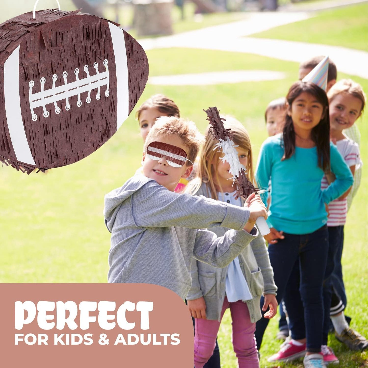 Football Pinata Bundle with a Blindfold and a Bat (16 x 10 x 4 Inches), Football Pinata for Boys, Perfect for Birthday Party, Sport Theme Party, Decoration