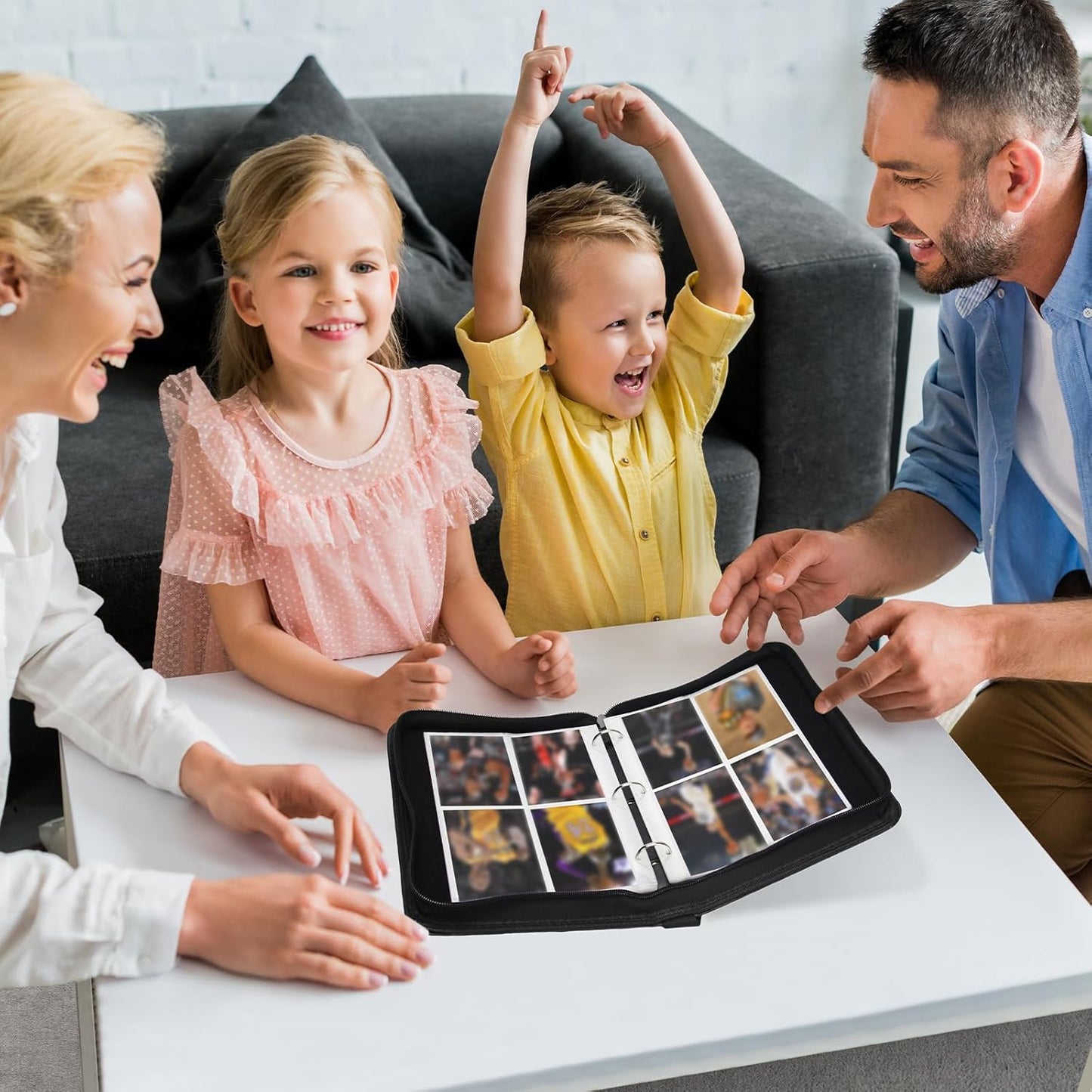 Madrigal Trading Card Binder 4 Pocket,400 Pockets Card Holder with 50 Removable Sleeves,Trading Card Albums for Game Cards,Premium Card Book, Game Cards & Sports Cards Red/White