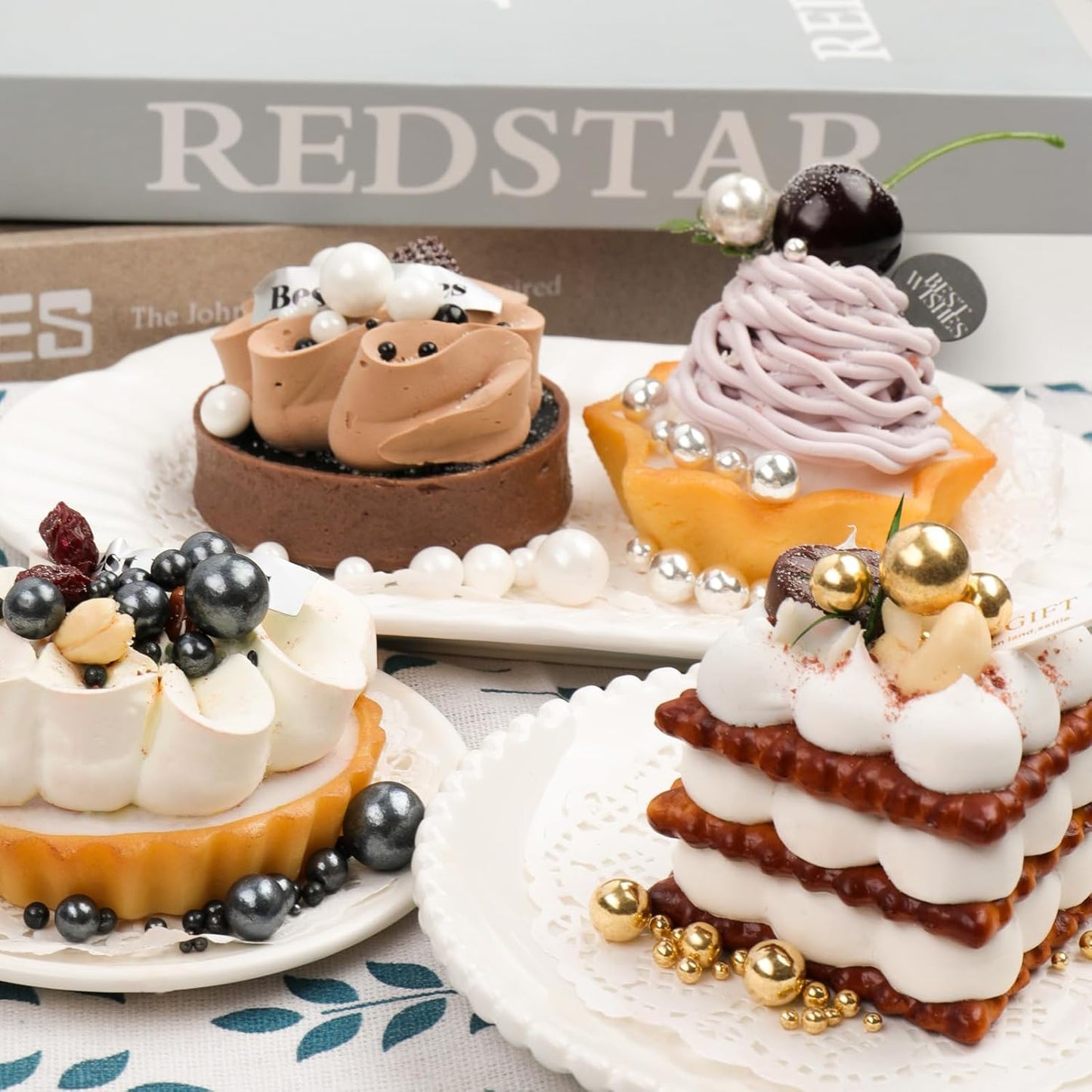 Blue Pearl Sprinkles for Cake Decorating, 11.3 Oz Edible Pearls Sugar 4 Sizes Gift Box Set for Baking Cookie Ice Cream Cupcake Toppings