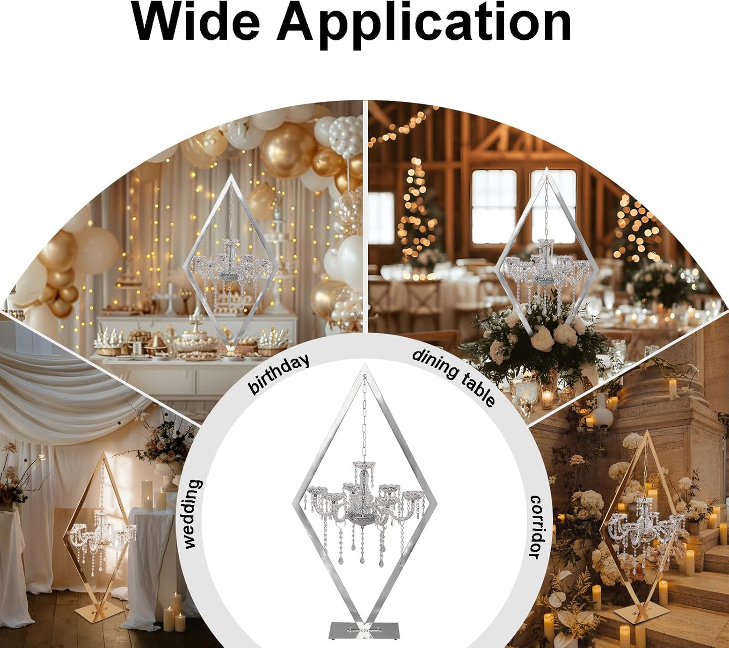 European Wedding Romantic Candlestick 45 "Table top Candlestick Metal Candlestick Table for Wedding Party Activities in The Center of The Room (Silver, 4PCS)