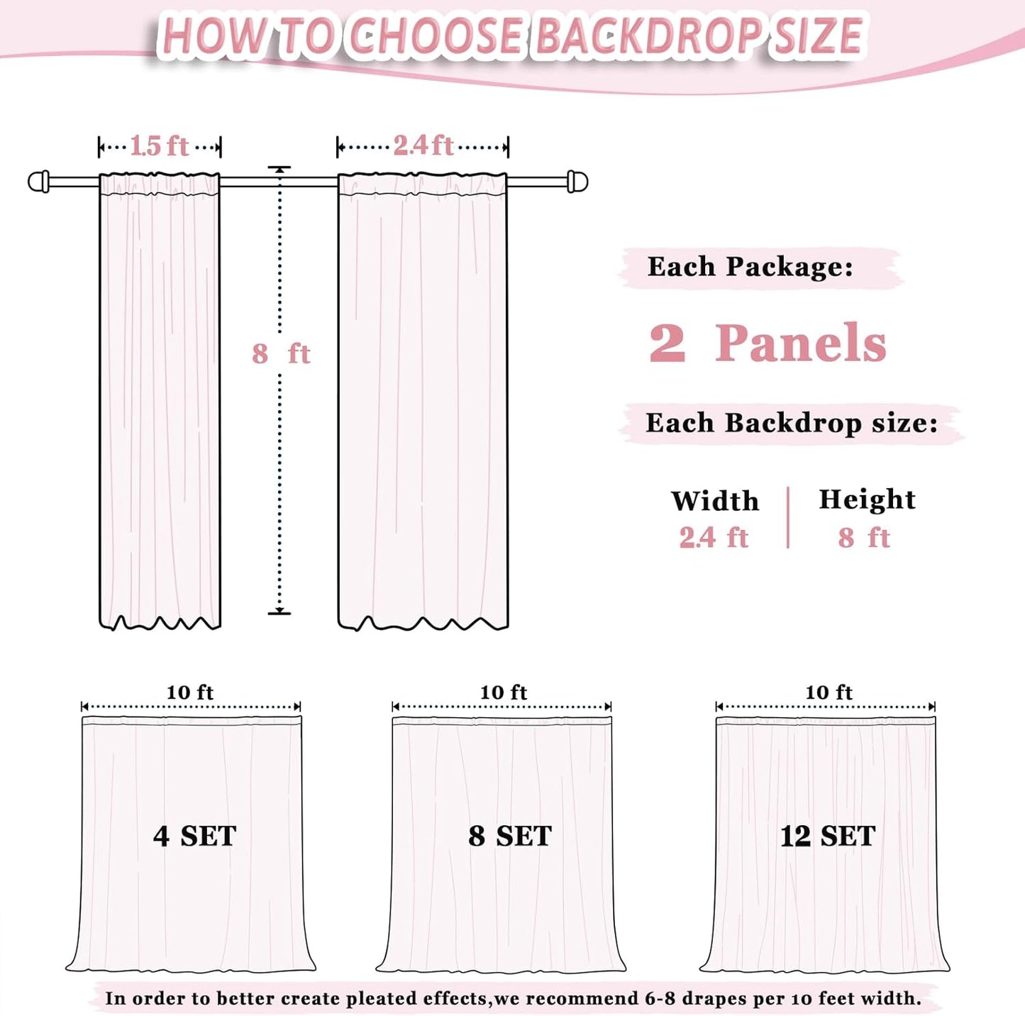 DUOBAO Peach Voile Curtains 2 Panels, 29''x96'', Rod Pocket, Living Room Drape, Sheer Chiffon Drapes for Window, Beach Curtain, Photography Backdrop