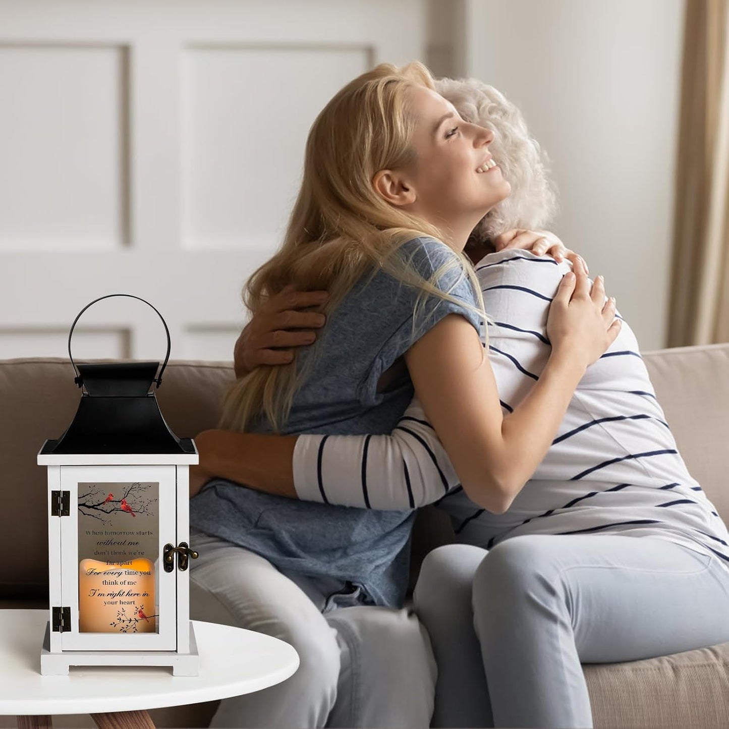 Memorial Lantern, Bereavement Sympathy Gifts for Loss of Loved One Mother Father, Bereavement Gifts Thoughtful Funeral Gifts in Memory of Loved One with LED Candle