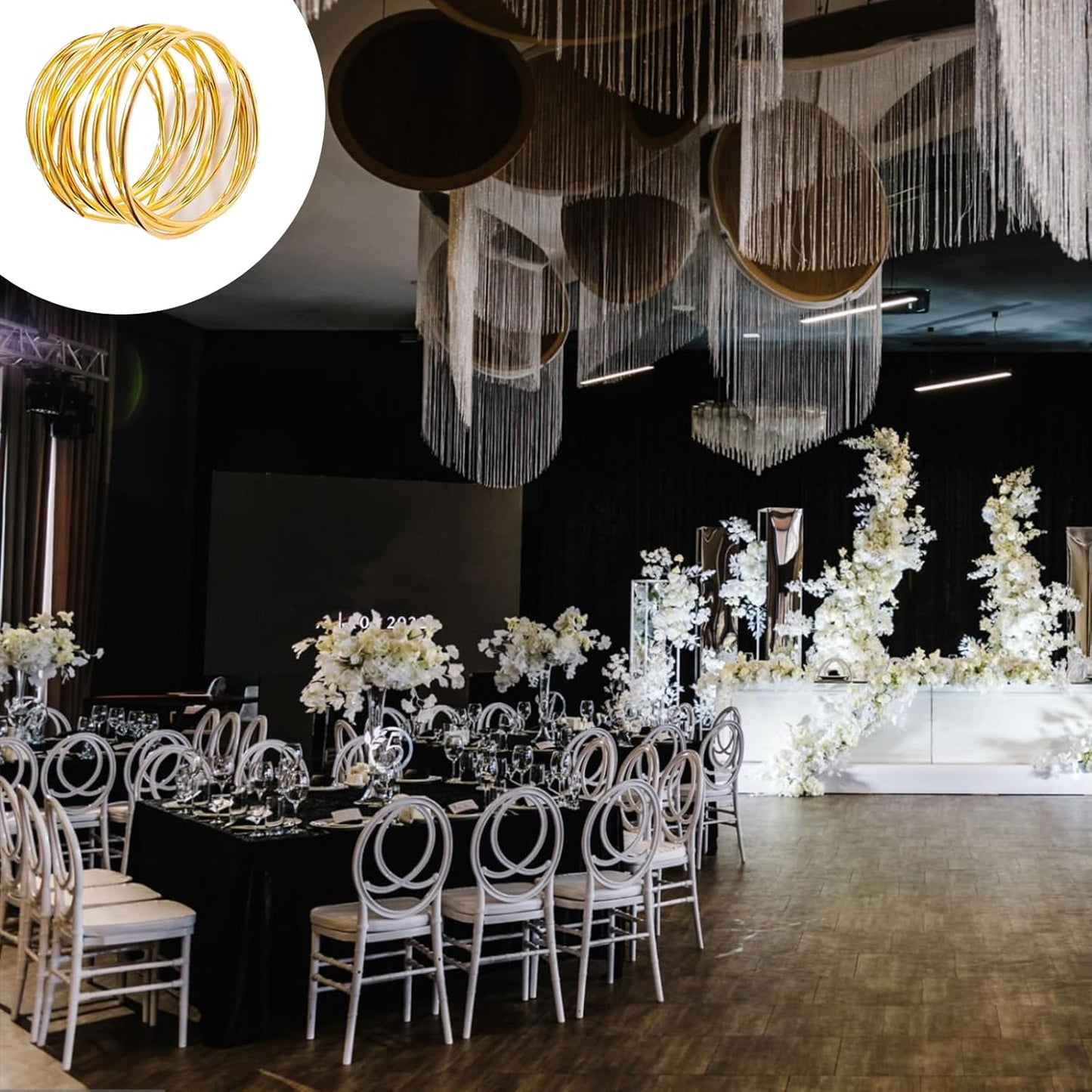 Gold Napkin Rings - 12 PCS Metal Napkin Rings(Twisted Wire) Napkin Holders Buckles for Family Dinner, Wedding, Party,Table Decorations