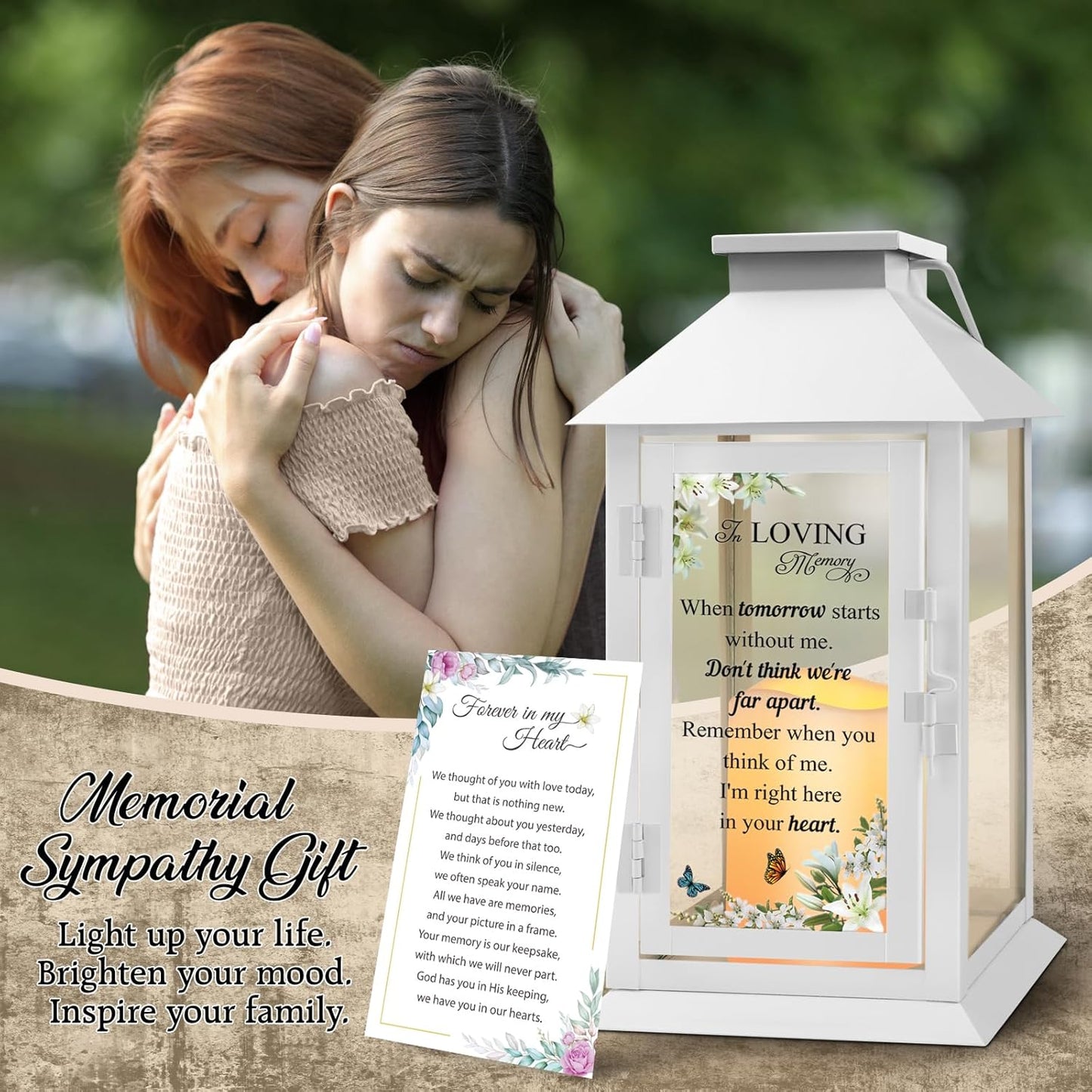 Memorial Lantern Bereavement Gifts in Memory of Loved One Memorial Gifts for Loss of Mother Loss of Father Remembrance Sympathy Gifts for Loss of Loved One with LED Candle and Remote