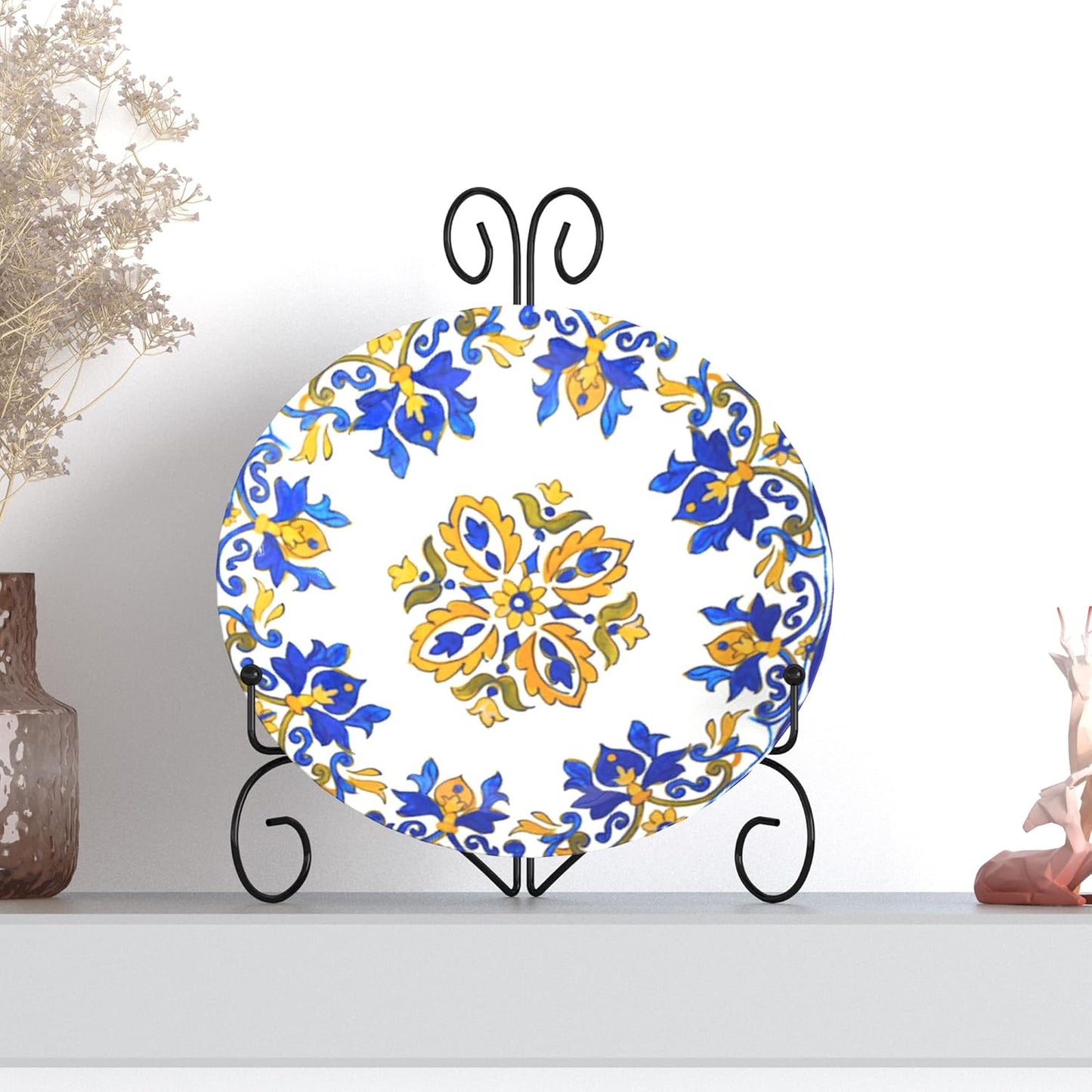 10 Inch Display Plate Holder with Folding Design, Metal Table Stand for Home Decoration, Picture Easel, Photo Frame Stand - Black