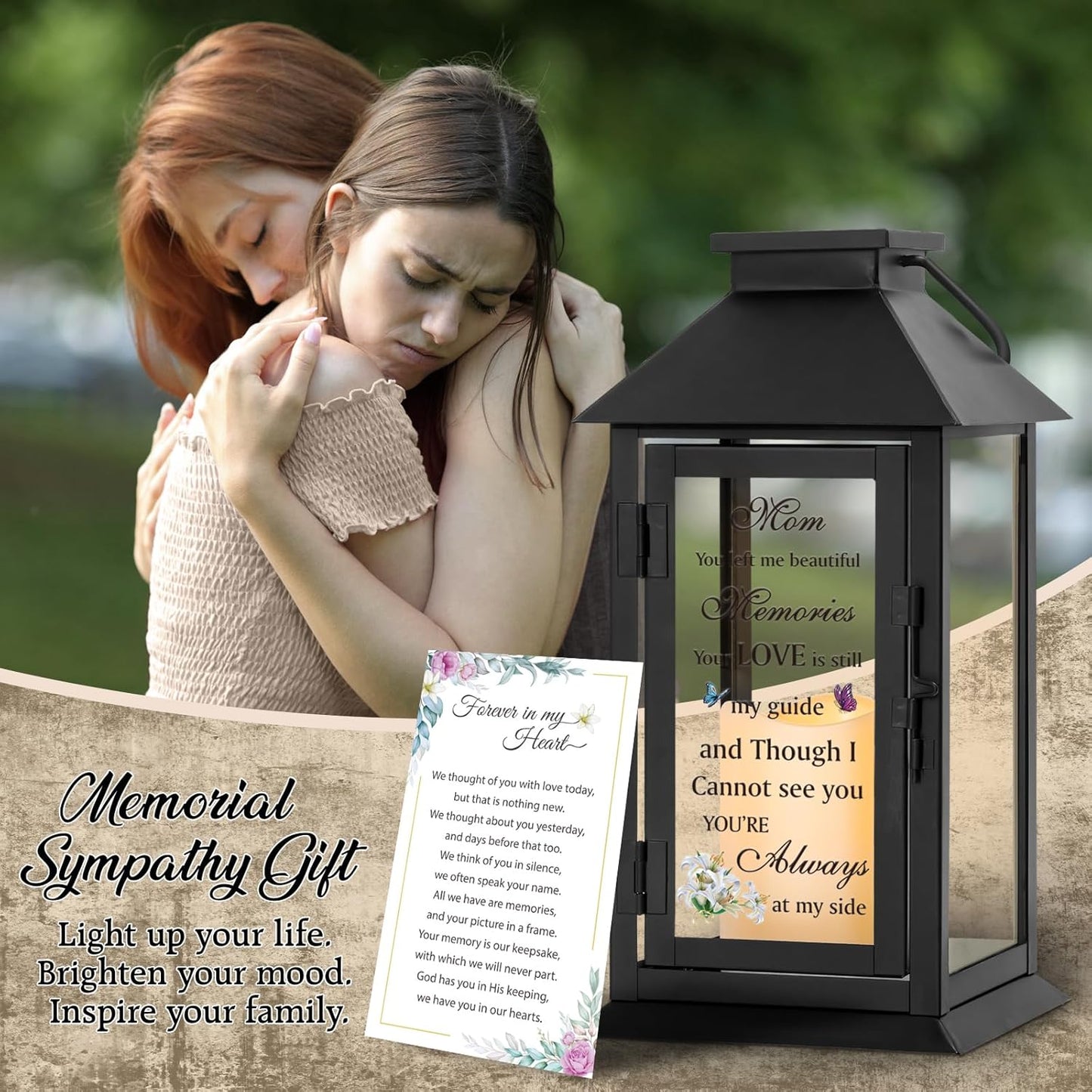 Memorial Lantern Bereavement Gifts in Memory of Loved One Memorial Gifts for Loss of Mother Remembrance Sympathy Gifts for Loss of Loved One with LED Candle and Remote HNGlantern1104
