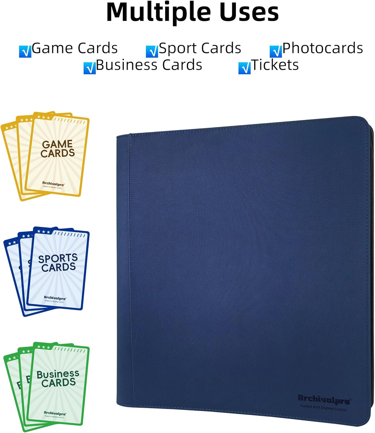 20 Pockets Premium Card Binder 1024 Cards Trading Card Binders Side Load Card Storage Display Album(20 Pocket 1280 Card Slot,Blue)