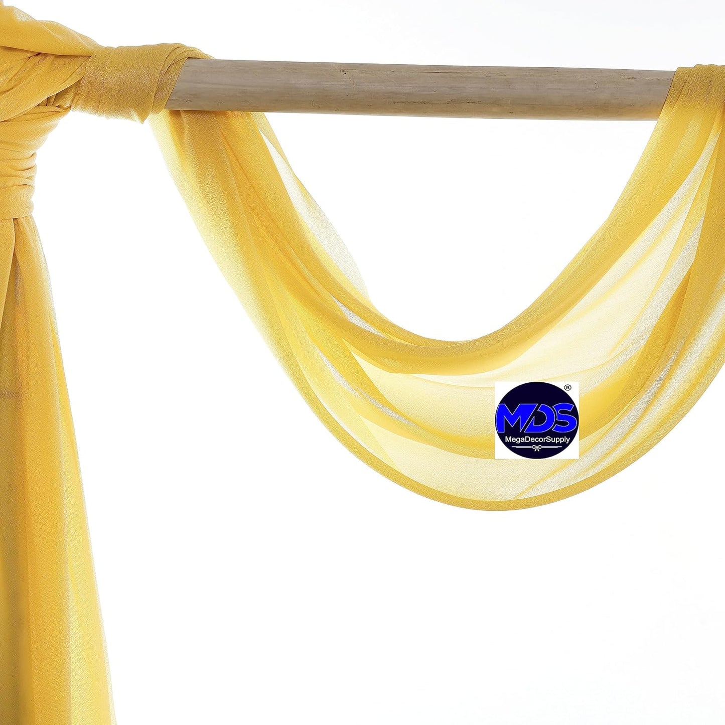 MDS Halloween Chiffon Draping Fabric - 2 Panel, 30" Wide x 50ft Long - Sheer Spooky Arbor & Canopy Drapery for Haunted House Backdrops, Party Ceilings, DIY Costumes & Themed Events - Gold