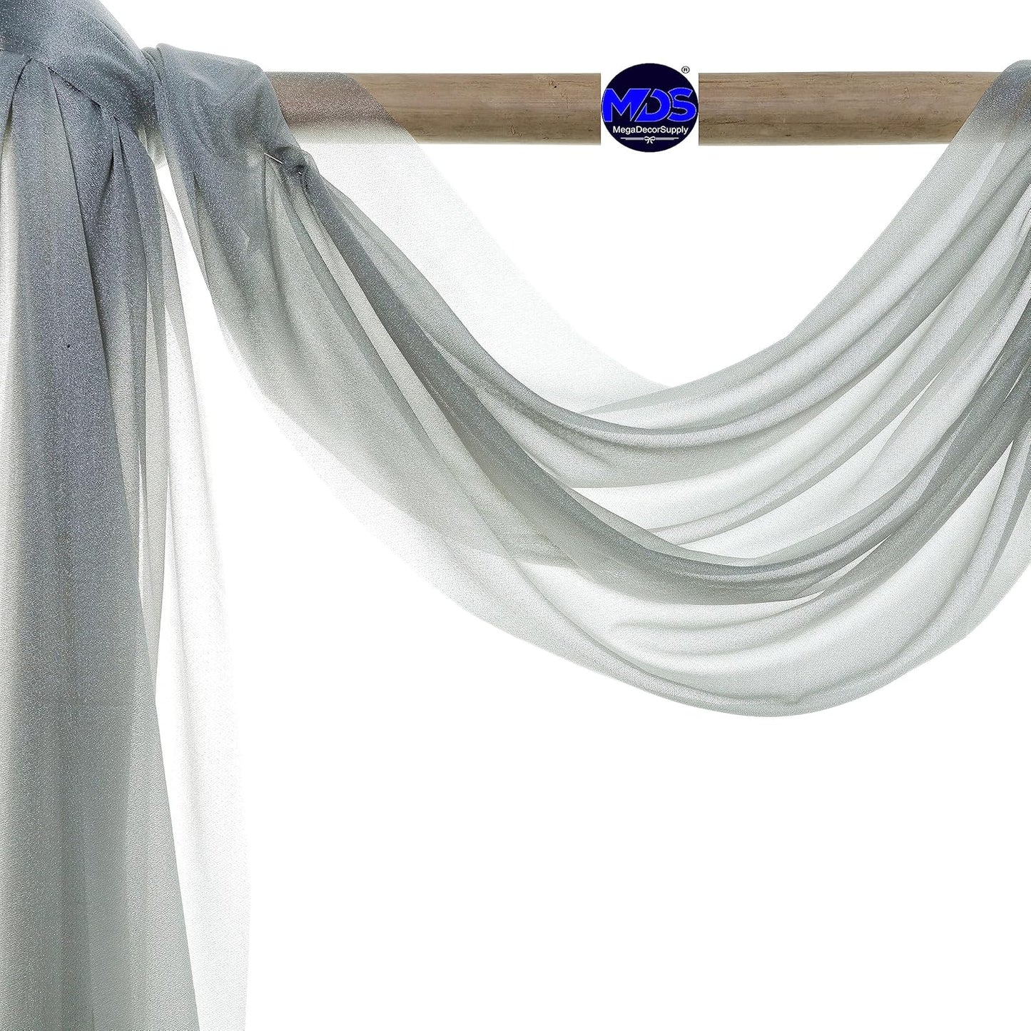 MDS Halloween Chiffon Draping Fabric - 1 Panel, 30" Wide x 50ft Long - Sheer Spooky Arbor & Canopy Drapery for Haunted House Backdrops, Party Ceilings, DIY Costumes & Themed Events - Gray