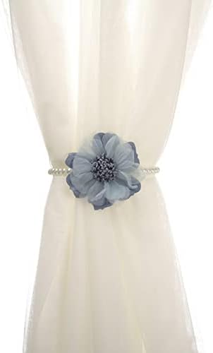 SUQ I OME Pearl Beaded Flower Curtain Tiebacks, 1 Pair by SUQIOME
