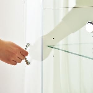 PaletteLife Figurine-Case, 4 Tiers, Blue, Collection-Case, Mirror-Backboard, Woodgrain, BLT-612BL