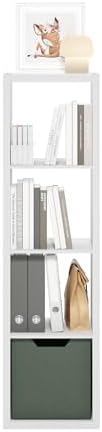Furinno Cubicle Book Shelf, 4-Cube Bookshelf, Extra Thick Frame Horizontally & - Image 6
