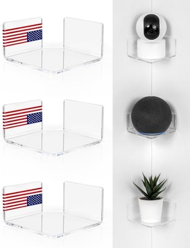 Small Corner Floating Shelf for Wall, 3 Pack Clear Acrylic No Drill by OAPRIRE