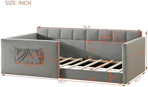Merax Twin Daybed Velvet Upholstered Sofa Bed - Image 2
