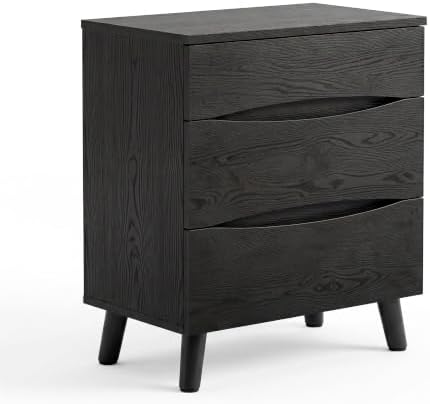 Takywep 3 Drawers Wood Nightstand by HOME
