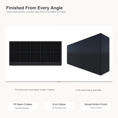 Low Cube Bookcase, 10-Cube Storage Organizer Shelf - Image 6