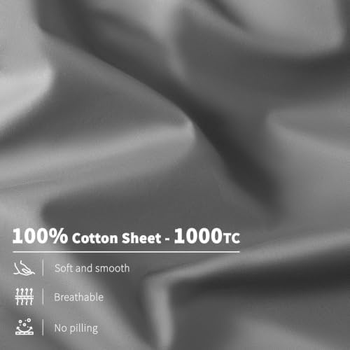 100% Egyptian Cotton Sheet Set 4 Piece, Luxury 1000 Thread Count - Image 4