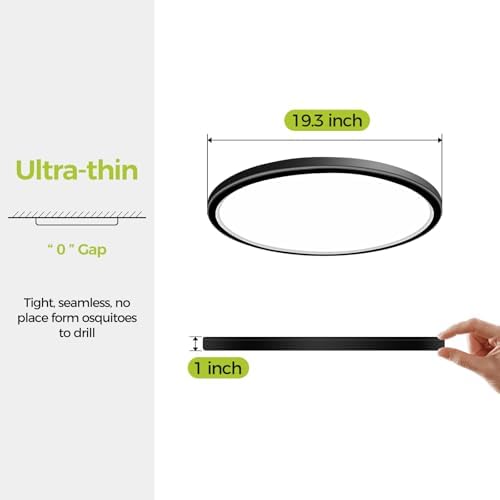 hepside 1PACK Flush Mount LED Ceiling Light Fixture Black, 20Inch 45Watt - Image 4