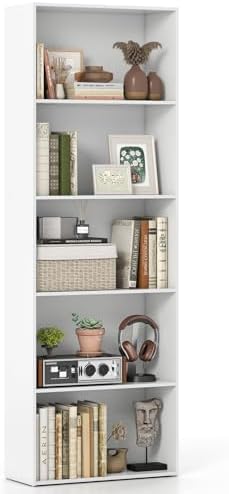 GIANTEX 5-Tier Bookshelf, Freestanding Tall Bookcase by Giantex