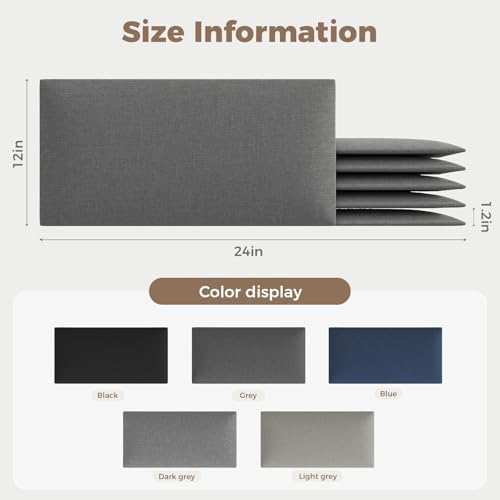 Premium Black Linen-Upholstered Headboard 24x12 Inch 12-Panel Set - Image 2