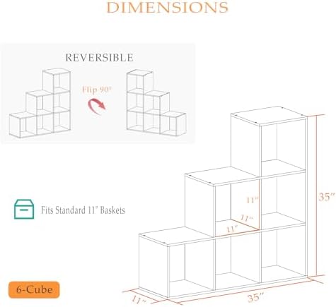OSCHF Ladder Cube Storage Bookcase, 6-Cube Corner Shelf - Image 2
