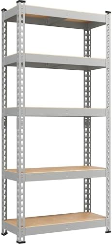 Yaheetech 5-Tier Heavy Duty Storage Shelves 28"W x 12"D x 60"H Light Gray by Yaheetech