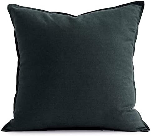 Jeanerlor Solid Cotton Linen Decoration 18"x18" Throw Pillow Cushion Case by Jeanerlor