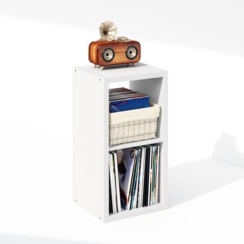 Furinno Cubicle Record Player Stand, 2-Cube Vinyl Record Storage - Image 4