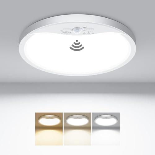 8.7Inch Motion Sensor Ceiling Light Wired, 3000K/4000K/6500K LED Flush Mount by Hepside