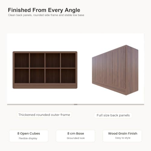 Low Cube Bookcase, 8-Cube Storage Organizer Shelf - Image 6