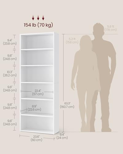 VASAGLE Bookshelf, 23.6 Inches Wide, 6-Tier Open Bookcase - Image 3