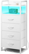 Lazzanto Nightstand with Rear Charging Station, LED Light, 4 Drawers by Lazzanto