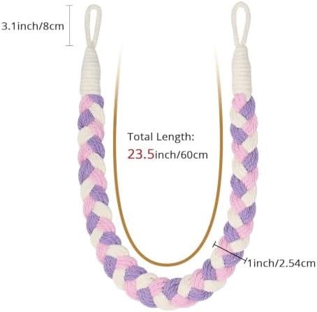 NICEEC 2 Pack Natural Cotton Rope Curtain Tiebacks Elegant Boho Style - Image 3