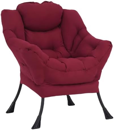 Welnow Lazy Chair for Adults，Modern Reading Accent Chair, Burgundy Single by LifeGetsBetterWithWelnow