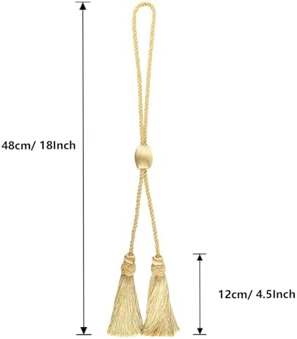 4 Pack Curtain Tiebacks with Tassel, Decorative Curtain Holdback - Image 2