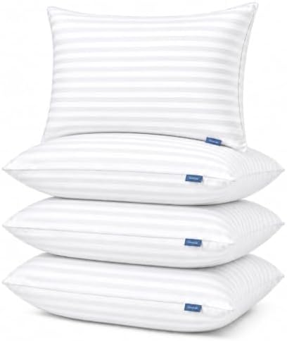 CozyLux King Size Pillows Set of 4, Hotel Style Woven Stripe Bed Pillow by CozyLux