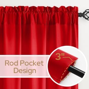HOMEIDEAS Christmas Non-See-Through Red Privacy Sheer Curtains, 52 X 72 Inches - Image 6