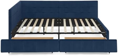 RuiSiSi Full Size Daybed with Storage Drawers, Upholstered Corner Bed with L - Image 6