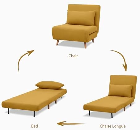 Convertible Sleeper Chair, 3 in 1 Folding Single Chair Sleep Turns into Bed - Image 7